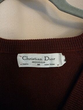Christian Dior Monsieur 100% Cashmere V-Neck Sweater - Brick Red - Size M